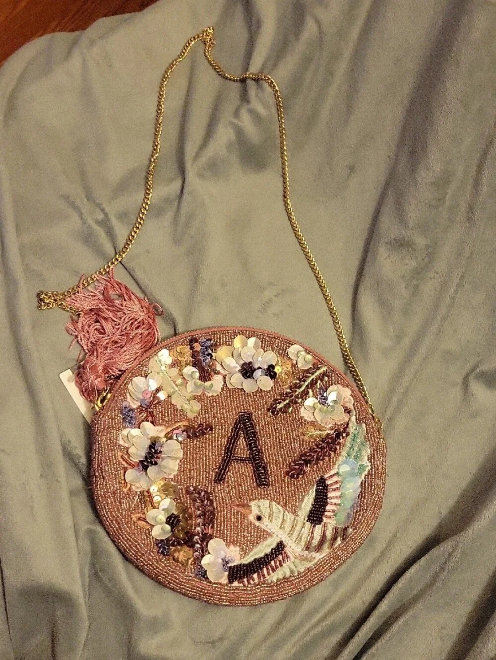 Anthropologie monogram center gold